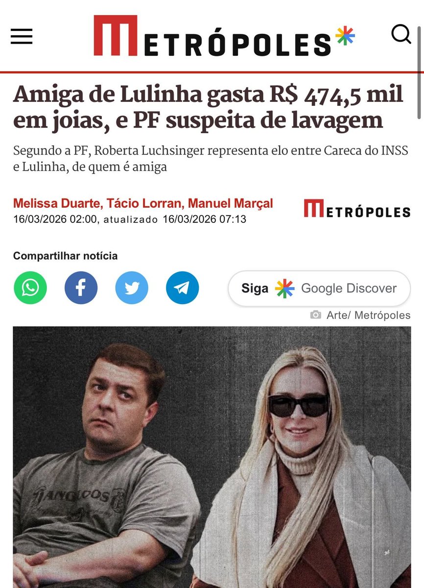 Durante quase 4 anos, a esquerda gritou sobre “joias” para atacar Bolsonaro.

Agora, com o TCU afirmando que não houve ilicitude
e a PGR pedindo arquivamento…
silêncio absoluto.

E quando envolve o Lulinha?
Mais silêncio ainda.

Hipocrisia!
