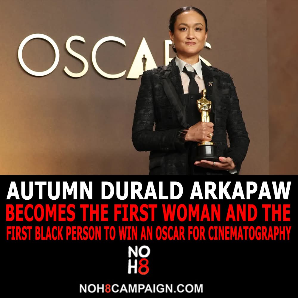 Autumn Durald Arkapaw won for Sinners at the 2026 Oscars, becoming the first woman and first person of color to receive the cinematography award since the category was created in 1929 #NOH8