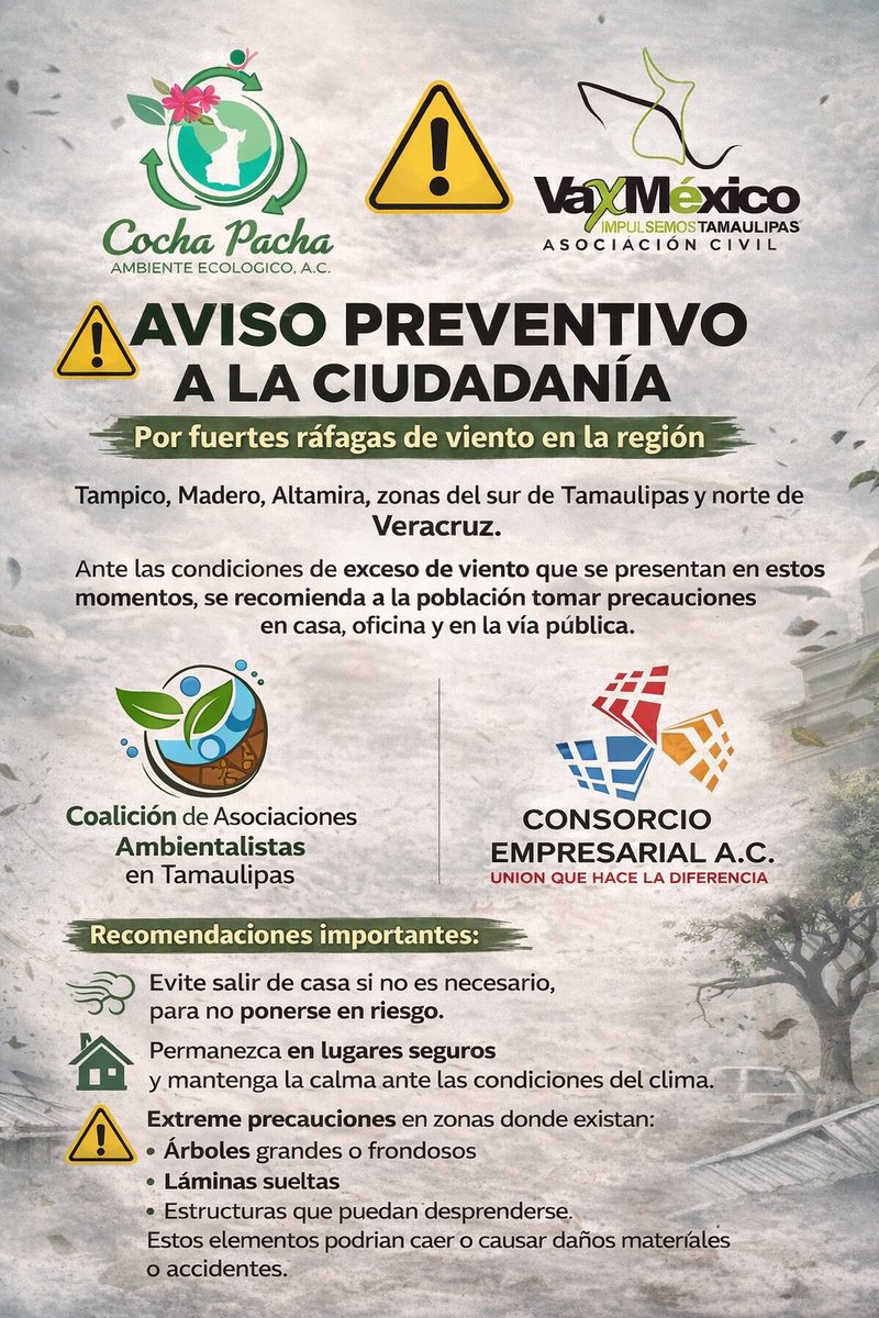 CAATAM10's tweet photo. Atento Aviso: 
Hoy en día enfrentamos fuertes cambios climáticos. Y fuimos parte del problema ambiental. Ahora a cuidarnos en sociedad del reclamo de la Naturaleza es más fuerte cada día. #Tampico #CdMadero #Madero #Altamira zona sur de #Tamaulipas y zona norte de #Veracruz https://t.co/UGxuNIR35t