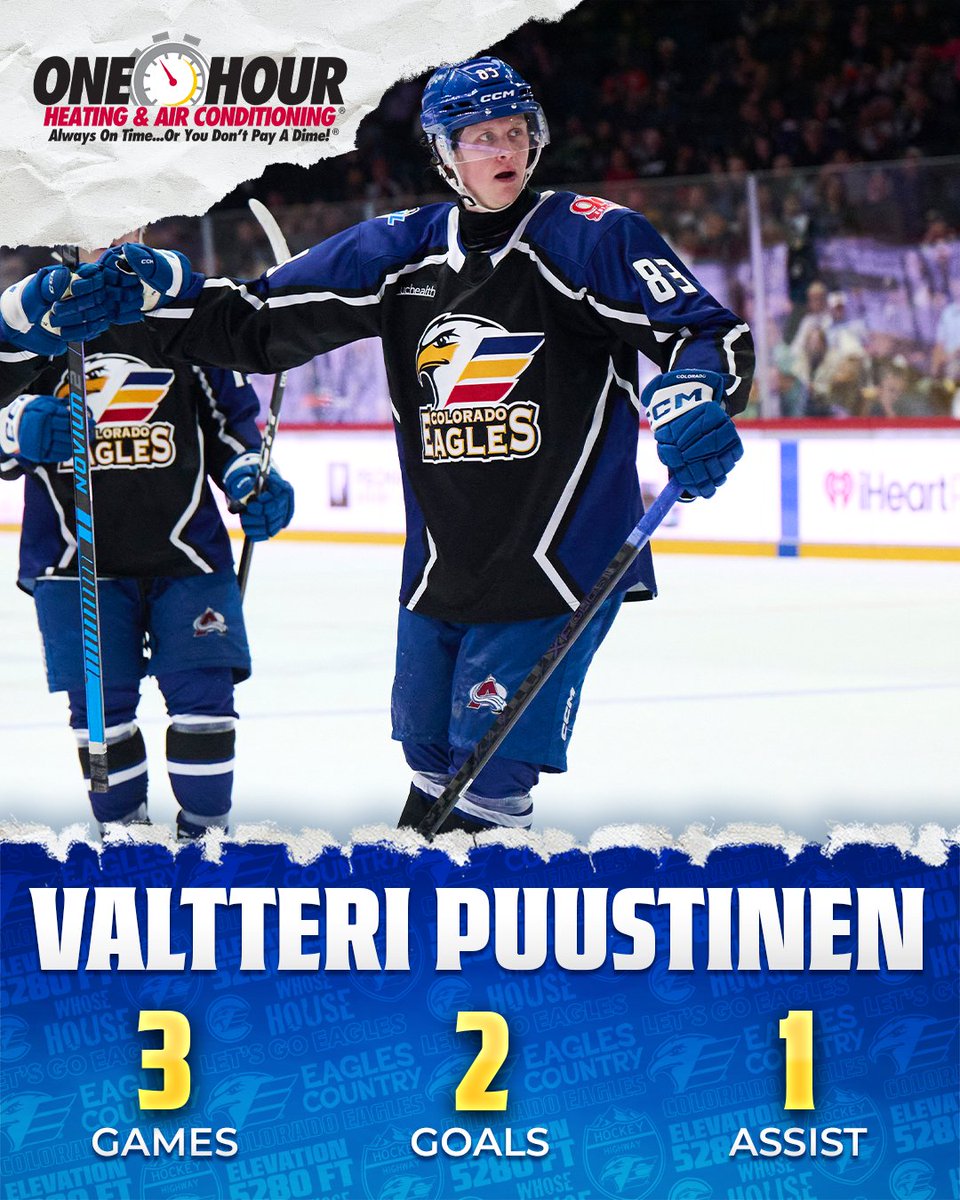 ColoradoEagles's tweet photo. Putting up the points! Valtteri Puustinen is our #OneHourHotPerformer this week! https://t.co/onNxLiuS4L