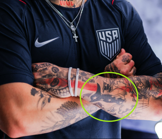 HampB273's tweet photo. @brfootball It matches the girl (or mermaid) on his arm! https://t.co/ZCLEV9BQxe