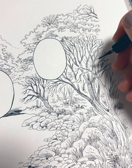 ずっと河原の石と木を描き続けている 