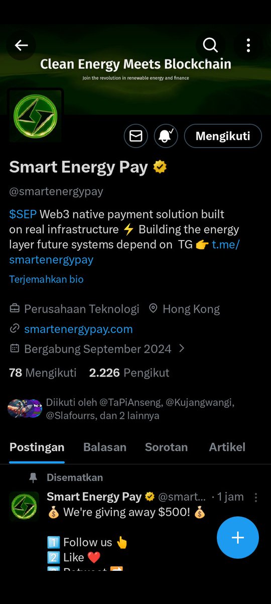 Vanjava226's tweet photo. @smartenergypay 0xedabfa27163cb7013f46663e37bb526e6306c891 https://t.co/WKKdGkXbjW