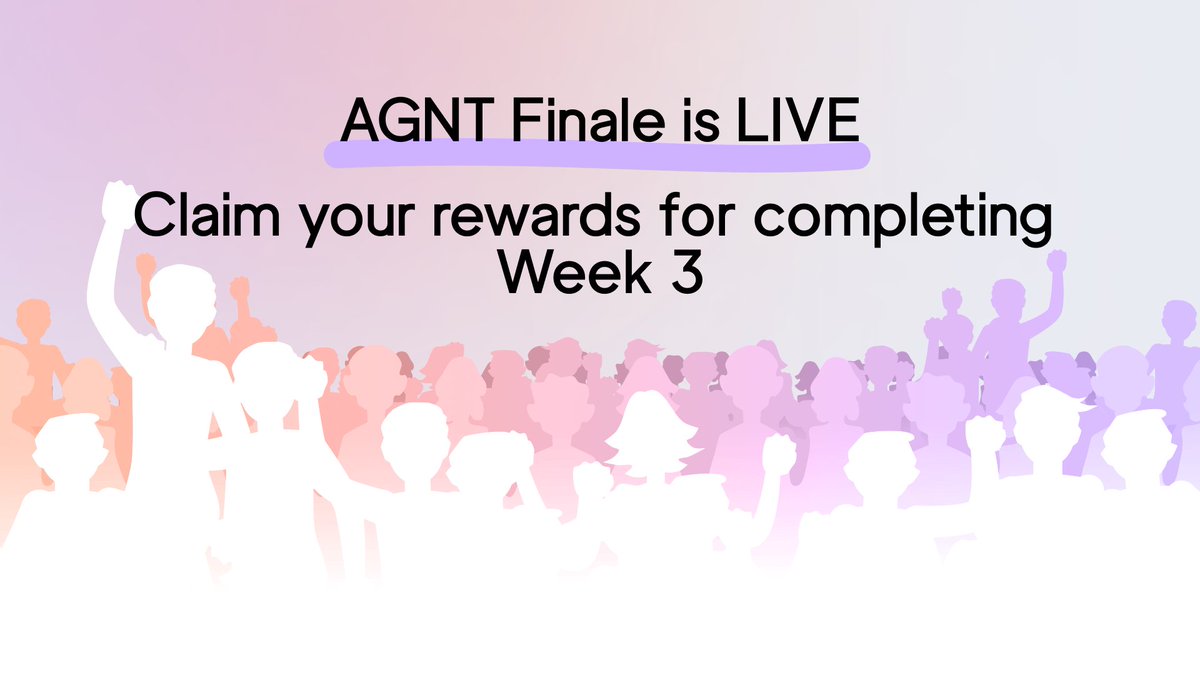 Week 3 of AGNT Weekly Socials is officially closed.

Respect to the operators who kept their streak unbroken.

The rules remain absolute: surviving a single week is not the endgame. The real target is the AGNT Finale.

And the Week 3 Finale is officially LIVE ❗

Only those who