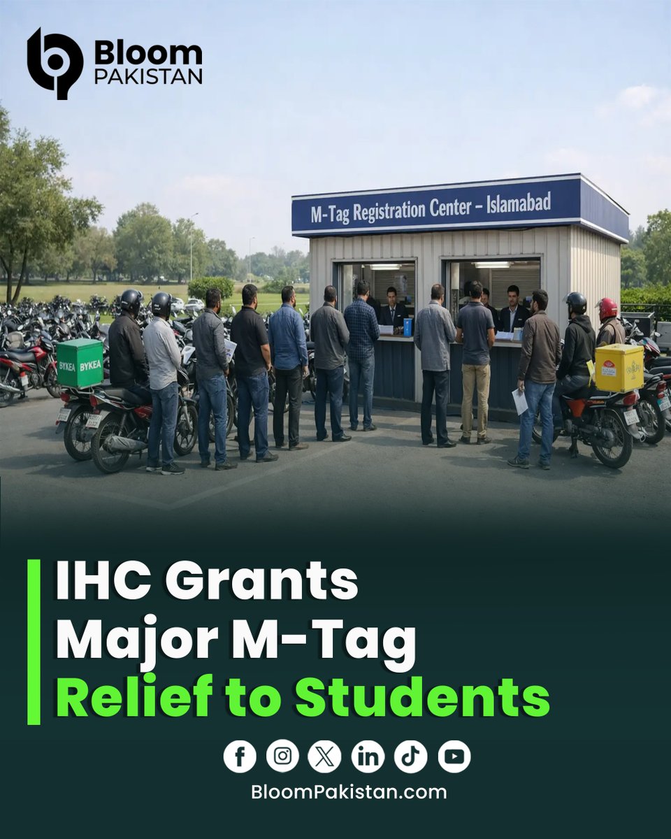 bloom_pakistan's tweet photo. The Islamabad High Court directs authorities to provide relief to students in the motorcycle M-Tag case and avoid unnecessary action.
Read More: https://t.co/awiYKGsINK
#IslamabadHighCourt #MTag #StudentsRelief https://t.co/dryxh3PGe0