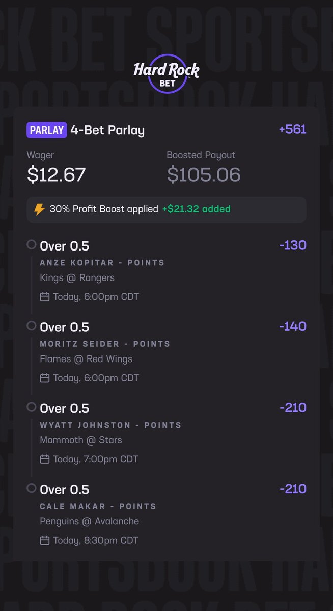 NHL PT PLAY🚕

+561💰

Close yesterday, let’s get revenge 

#Gambling𝕏 #NHLPicks