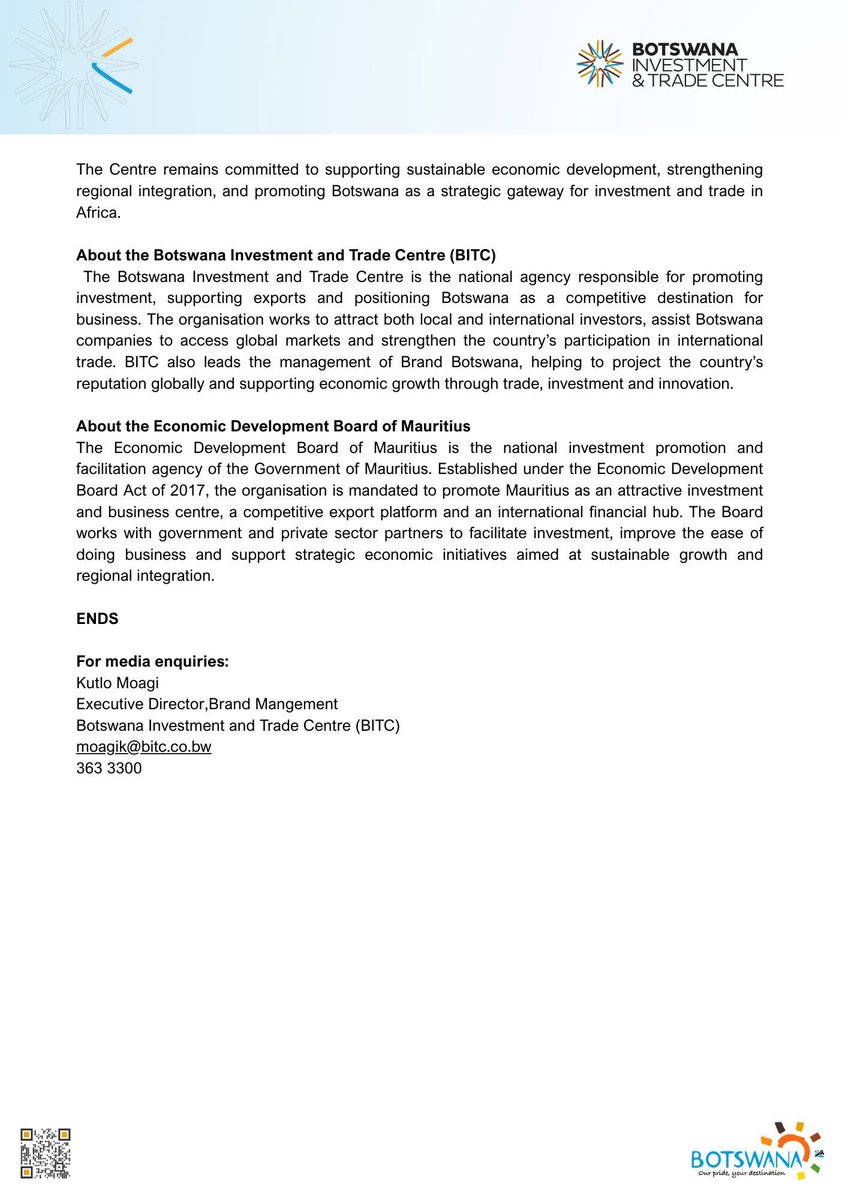 Botswana Investment and Trade Centre tweet media