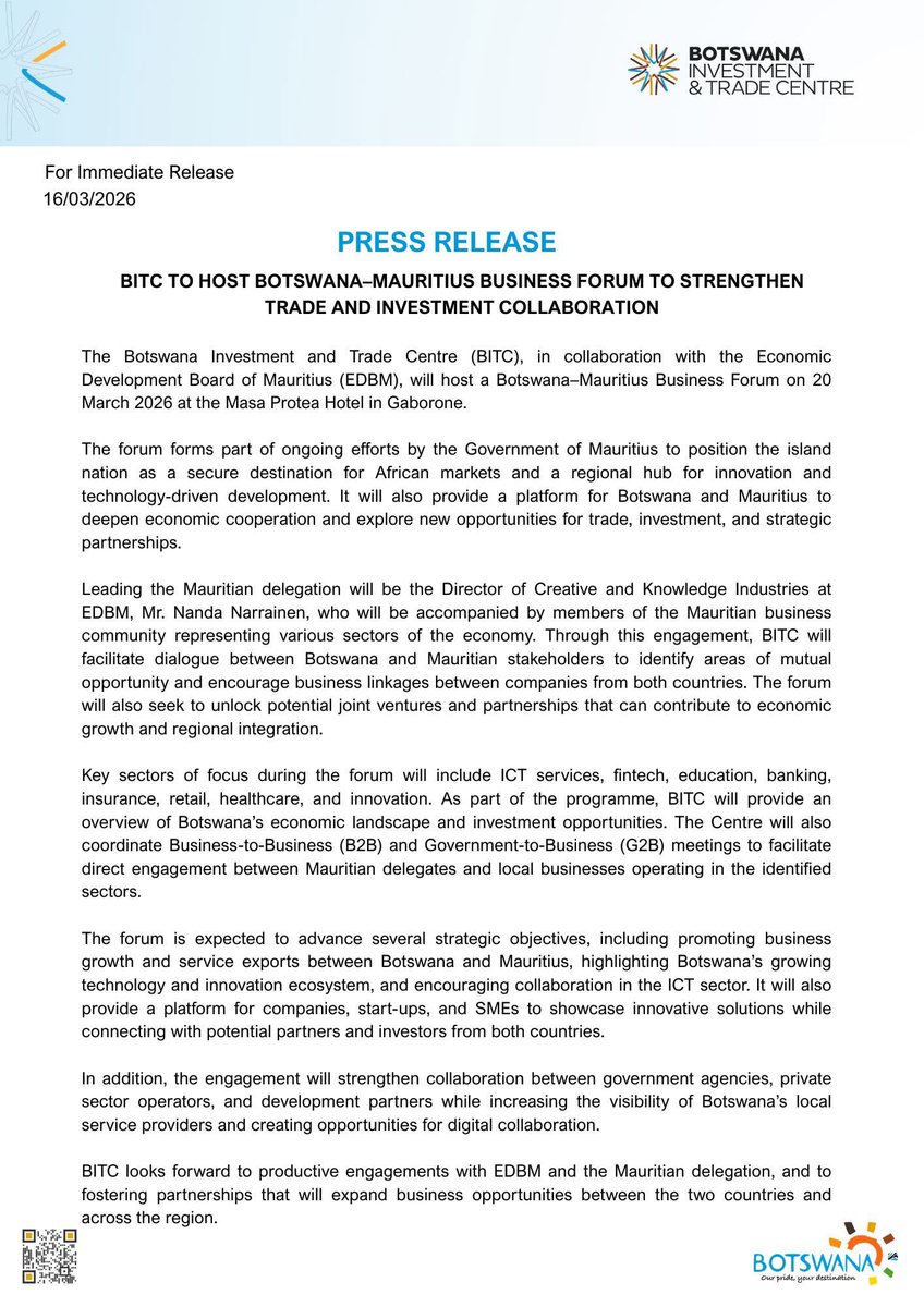 Botswana Investment and Trade Centre tweet media