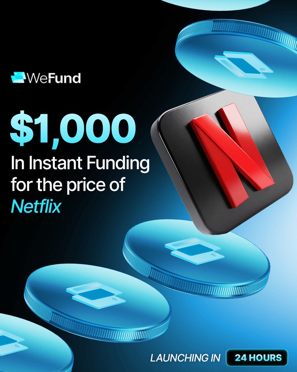 wefundofficial's tweet photo. Most traders pay hundreds just for a chance.

Weeks of evaluations.
Rules changing mid-challenge.
And still no guarantee.

We decided to flip the script.

For the price of your monthly Netflix subscription, you can access $1,000 in Instant Funding and start trading immediately.

No waiting.
No long evaluation phases.
Just opportunity.

This is built for traders who are tired of proving themselves over and over again.

Because if you already know how to trade…
you shouldn’t have to wait months to start.

Launching in 24 hours.

When the doors open, the opportunity is yours to take. Only 500 slots available.

Be ready.