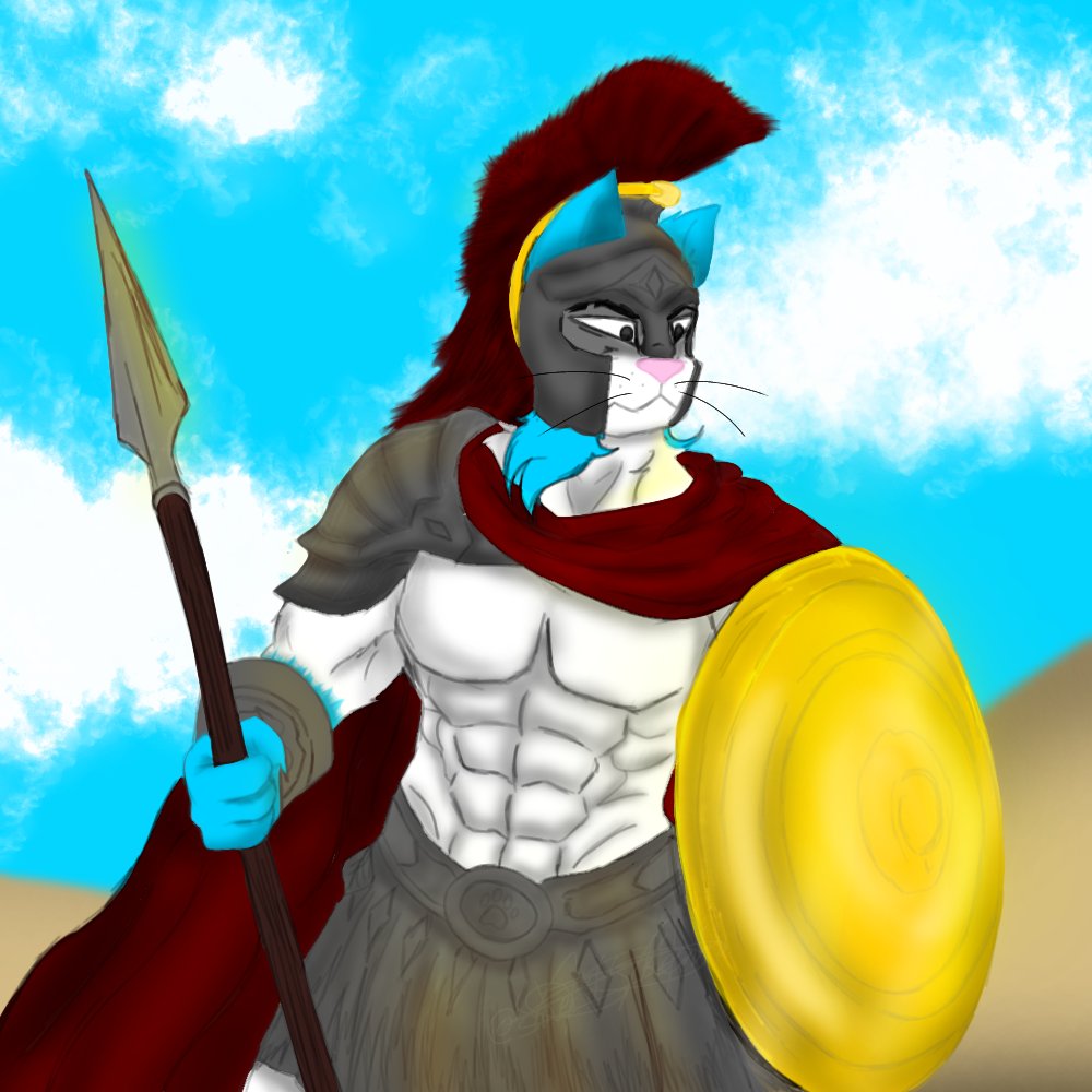 Sheriff__Kevin's tweet photo. ||😼🩹||:Greek Mythology challenge, hahaha I love how it turned out, my baby, hahaha, I finally made him a farnat, I still need to make more..., Haruky eats well XD
.
.
#oc #farnat #grecia #Warrior https://t.co/1Ck69h9rjj