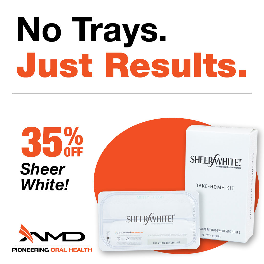 Get professional whitening for just $20 per patient!

Sheer White! isn't just whitening your patients can wear anytime, anywhere--it's one of the most cost-effective whitening solutions on the market!

Shop now: zurl.co/PZ3AN