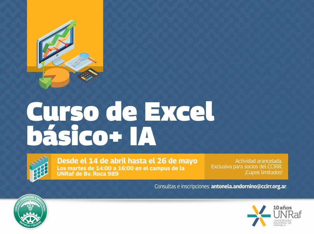 #Institucionales Curso de Excel básico con IA 👉 ccirr.org.ar/novedades/3006…