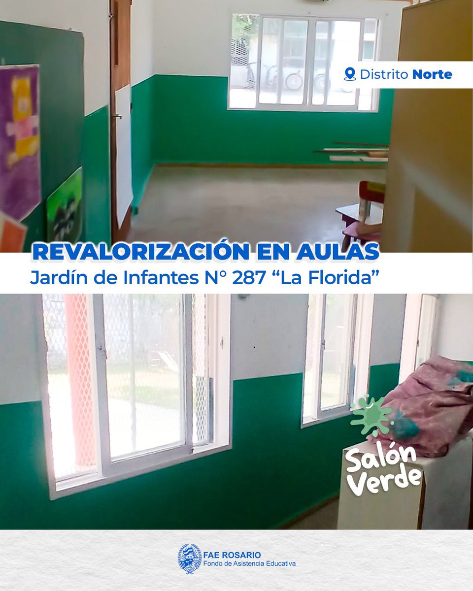 FAERosario_'s tweet photo. 🚧OBRAS FAE

📍Jardín Nº287 "La Florida #DistritoNorte 

👉Intervenciones de revalorización en  aulas de la institución

Trabajando codo a codo por más y mejor educación pública❤️ https://t.co/bPpefgDTde