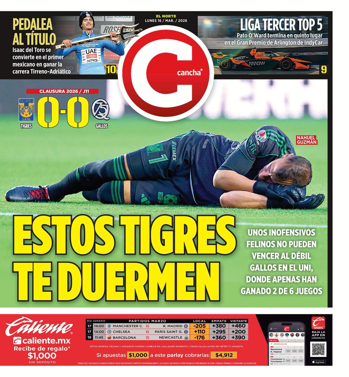 La #Portada 

Así amaneció CANCHA <a href="/elnorte/">EL NORTE</a>