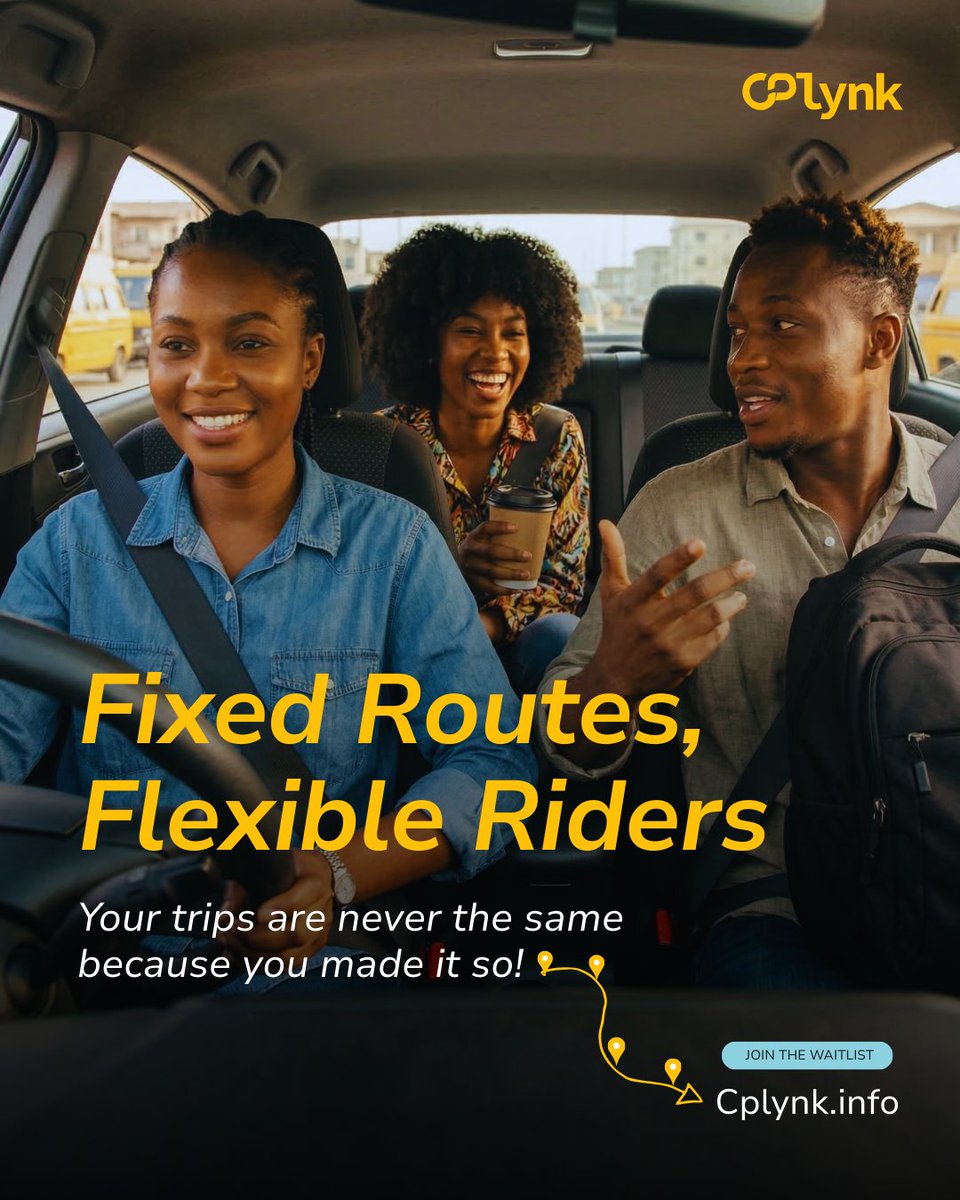 CPlynk's tweet photo. Lagos Drivers 👀
If you already drive the same route every day, your empty seats could be doing more.
Cplynk connects drivers with riders heading the same way.
Fixed routes. Flexible riders.
Join the waitlist https://t.co/L4bi0pkaY5
#Lagosdrivers #Ridesharing https://t.co/GStk1eTtLf