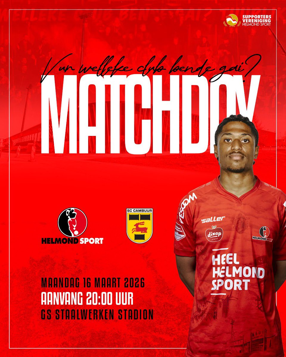 Vanavond om 20.00 uur Helmond Sport - Cambuur Leeuwarden.