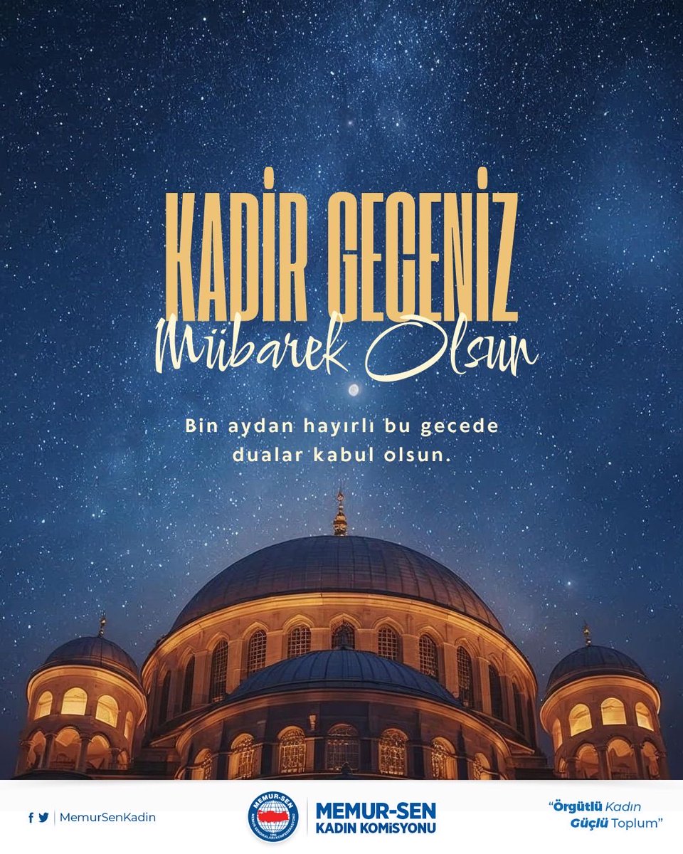 Kadrini bilenlerden, şükrünü eda edenlerden olabilmek duasıyla… 

#KadirGecesi mübarek olsun.

Rabbim tüm insanlığa, kurtuluş vesilesi kılsın

#kadirgecesimübarekolsun 
#KadirGecemizMübarekOlsun