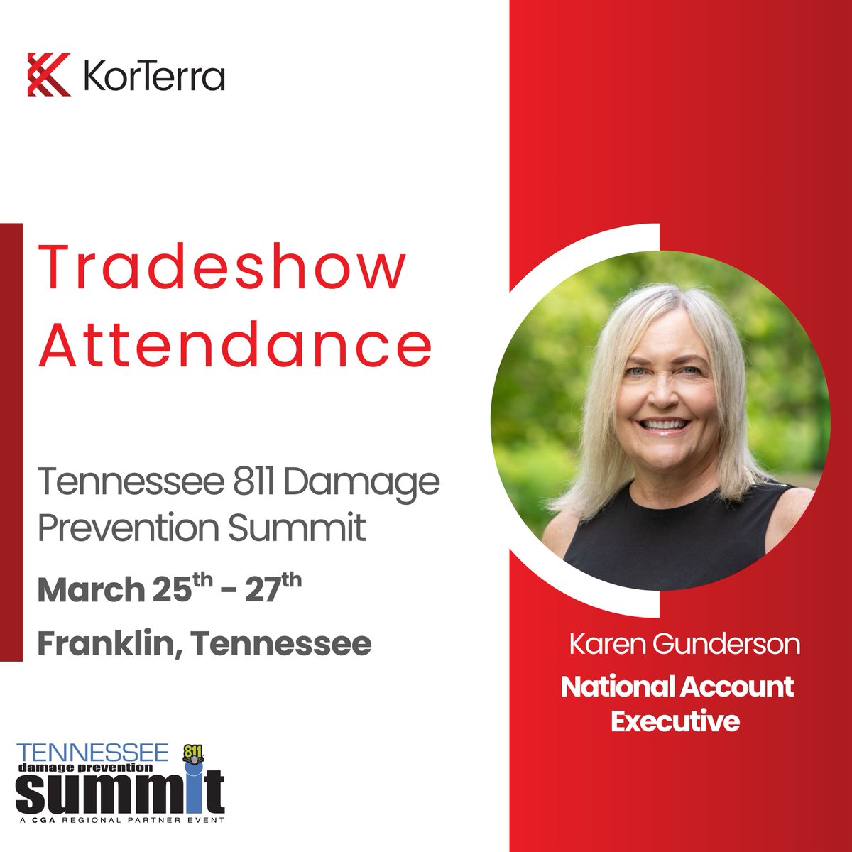 We’re looking forward to attending the Tennessee 811 Damage Prevention Summit, March 25–27. Stop by the KorTerra booth and meet one of our National Account Executives to talk about what’s new at KorTerra!