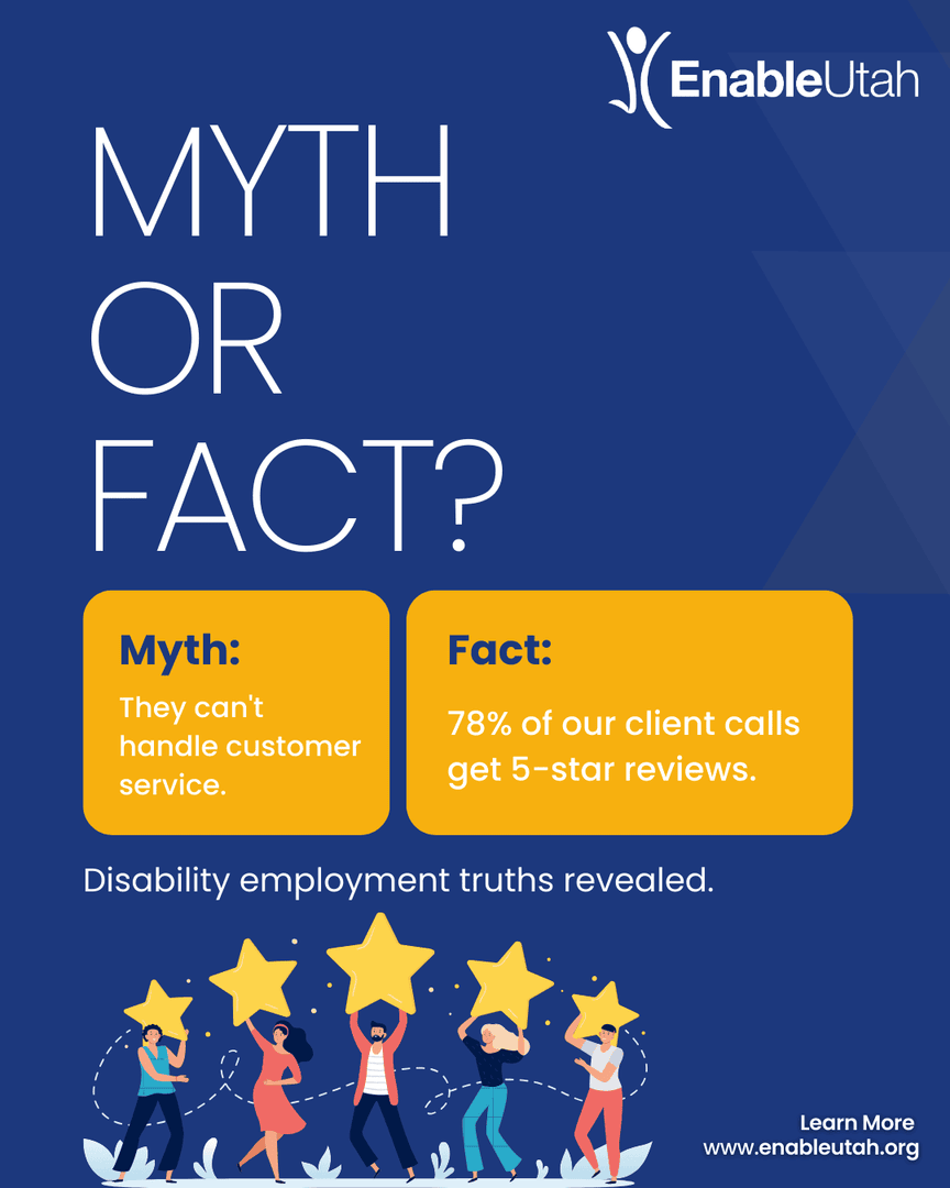 EnableUtah's tweet photo. Your donation funds the next person whose reality SHATTERS someone's myth.
💪 Donate to shatter myths → create jobs → change minds.

#mythvsreality #hirerealities #donatefortruth #nonprofit #disabilities #employment #training #skills #support #utah #enableutah https://t.co/zZxHLicLsG