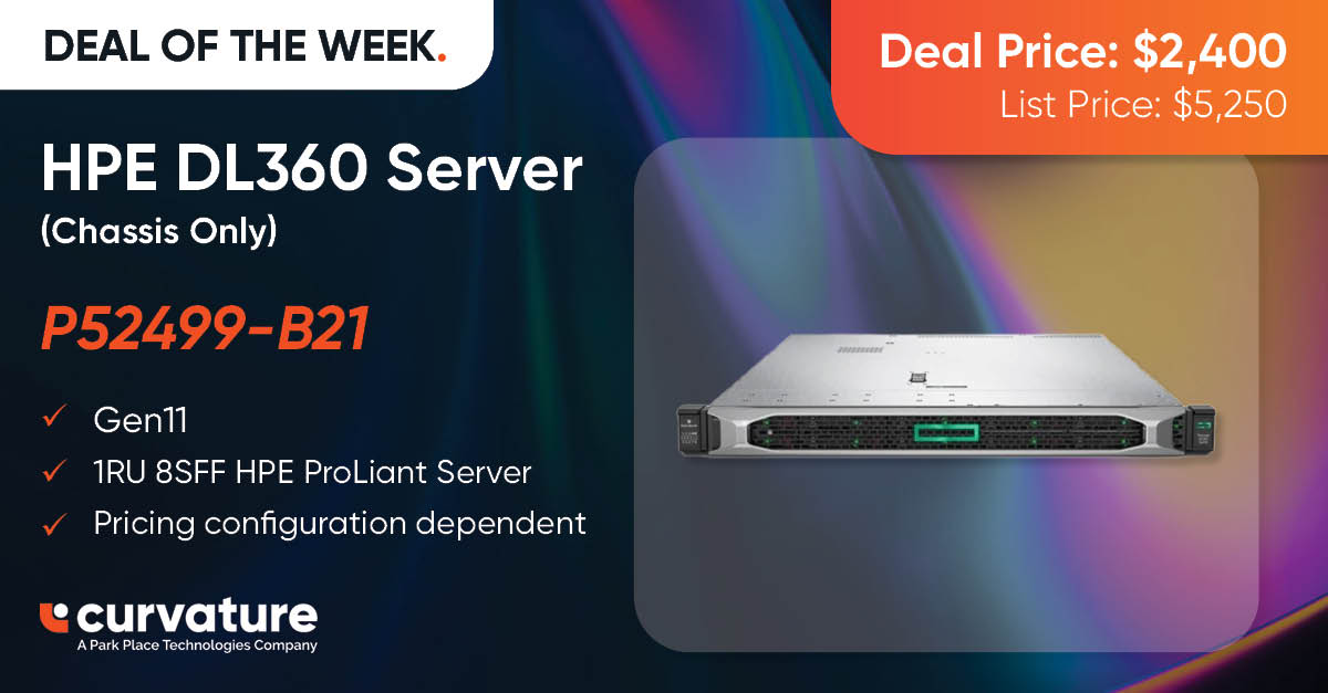 This week, save 54% on HPE DL360 Gen11 Servers! Chassis-only configurations and pricing may vary. While supplies last. 

Don’t miss out! Explore our Deal of the Week now: bit.ly/4daRqdY