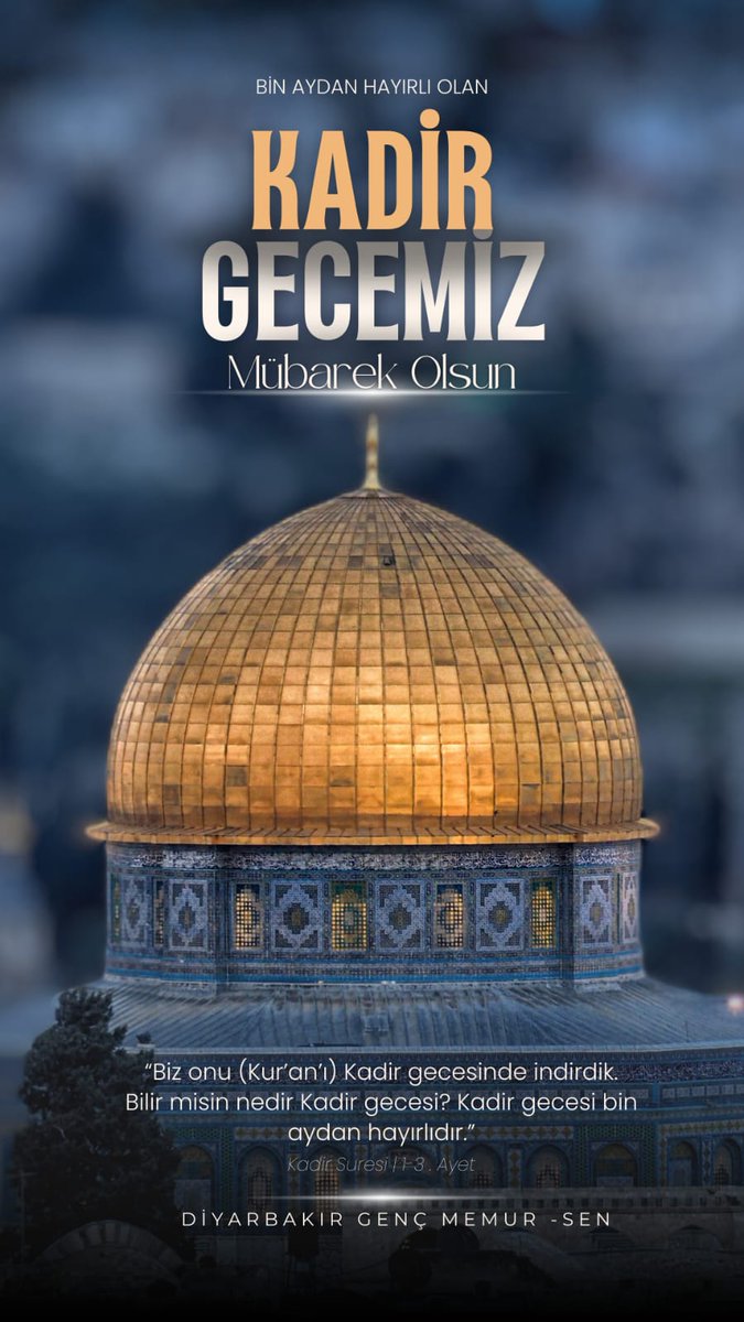 Kadir gecemiz mübarek olsun.
Bu mübarek gece büyük şeytan Amerika, küçük şeytan İsrail ve gizli şeytan İngiltere'nin yıkılışına vesile olsun.
#KadirGecemizMübarekOlsun 
#KADIRGECESİ