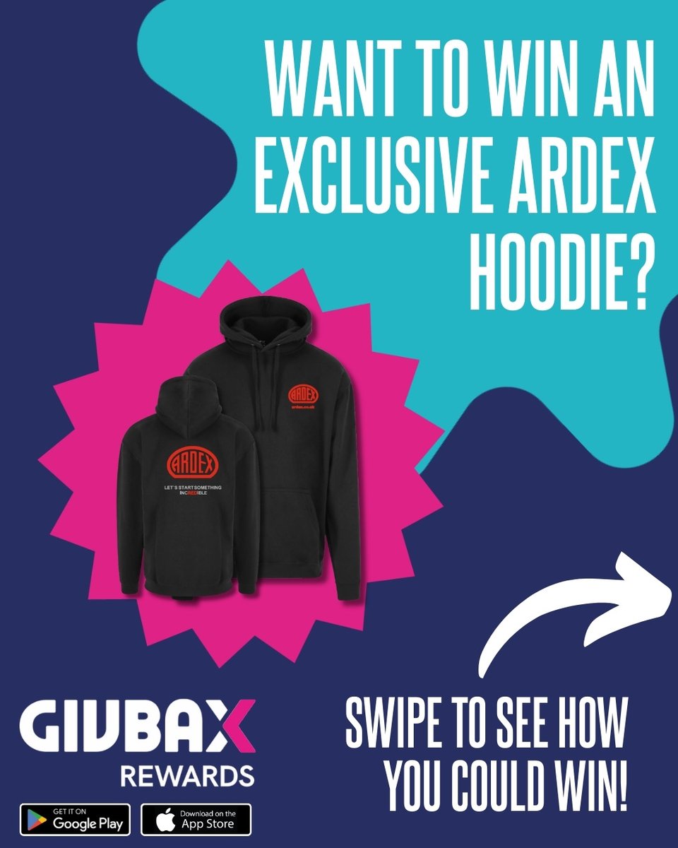 ARDEXUKFlooring's tweet photo. Want to win an exclusive ARDEX hoodie?😍 

🎁 We're giving you the chance to win one with our latest GIVBAX giveaway - and getting involved is simple!

➡️ Swipe to see how

T&amp;C's- https://t.co/EegVukU0pb

#ARDEXUK #ThinkRed #ARDEXAdhesives #GivBax #Rewards https://t.co/fm86RxceDh