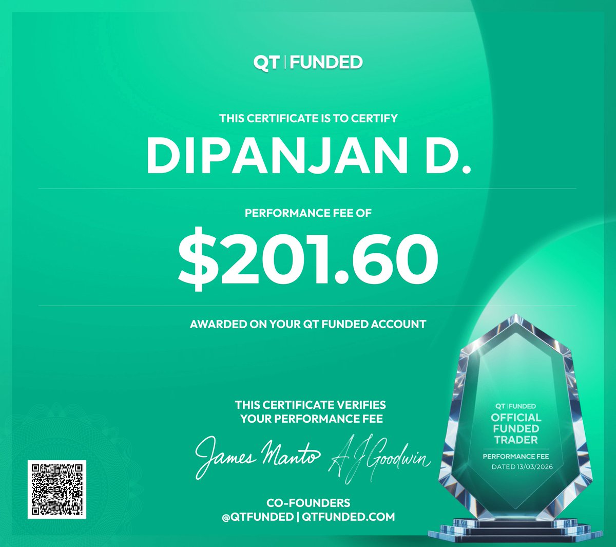 MrBITS10's tweet photo. Got my payout with @QtFunded thank you @AlexQuantTekel .. keep #trading https://t.co/pNG2LPz4JQ