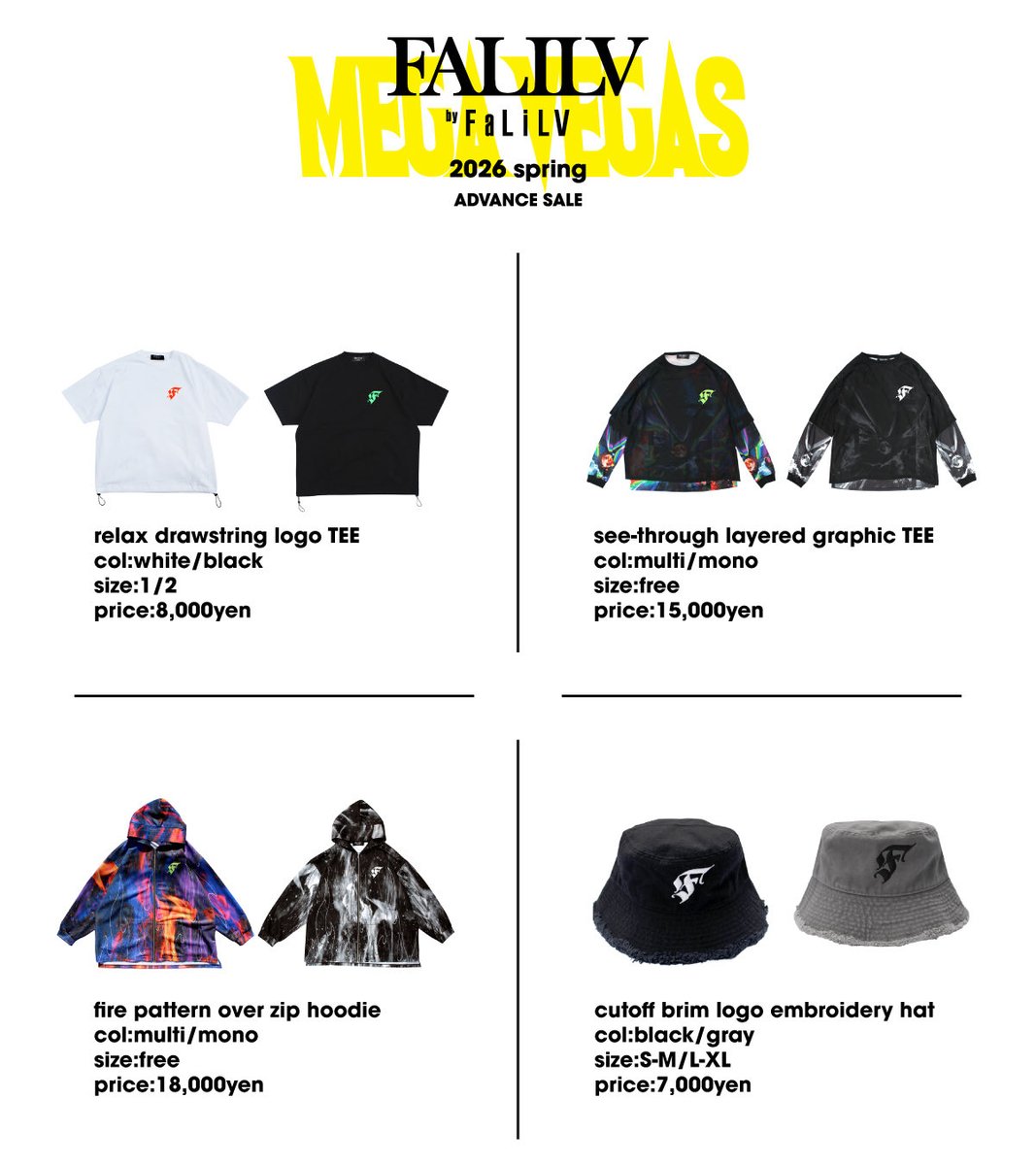 FALILVbyFaLiLV's tweet photo. MEGA VEGAS 2026の会場にてFALILV by FaLiLVの新作アイテム及びCHANUxFALILV by FaLiLVのコラボアイテムの販売を行います✅ https://t.co/do0rr5KT3O