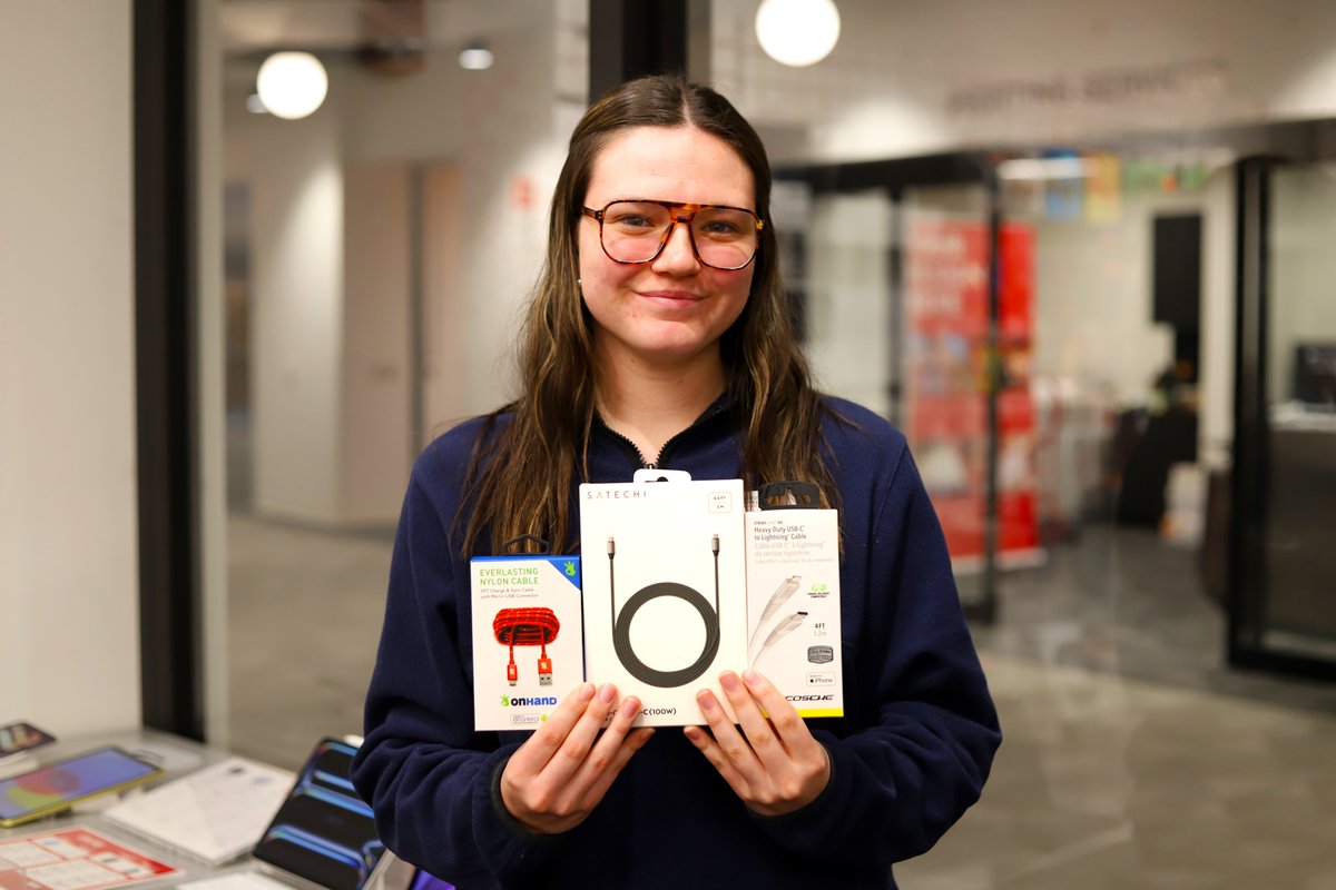ISUTechZone's tweet photo. Keep your devices charged this spring with part of This Month's Must  Haves: Cables! 🔌 Save $1 off of all charging cables throughout the rest  of March! https://t.co/5Y70Zch84A
