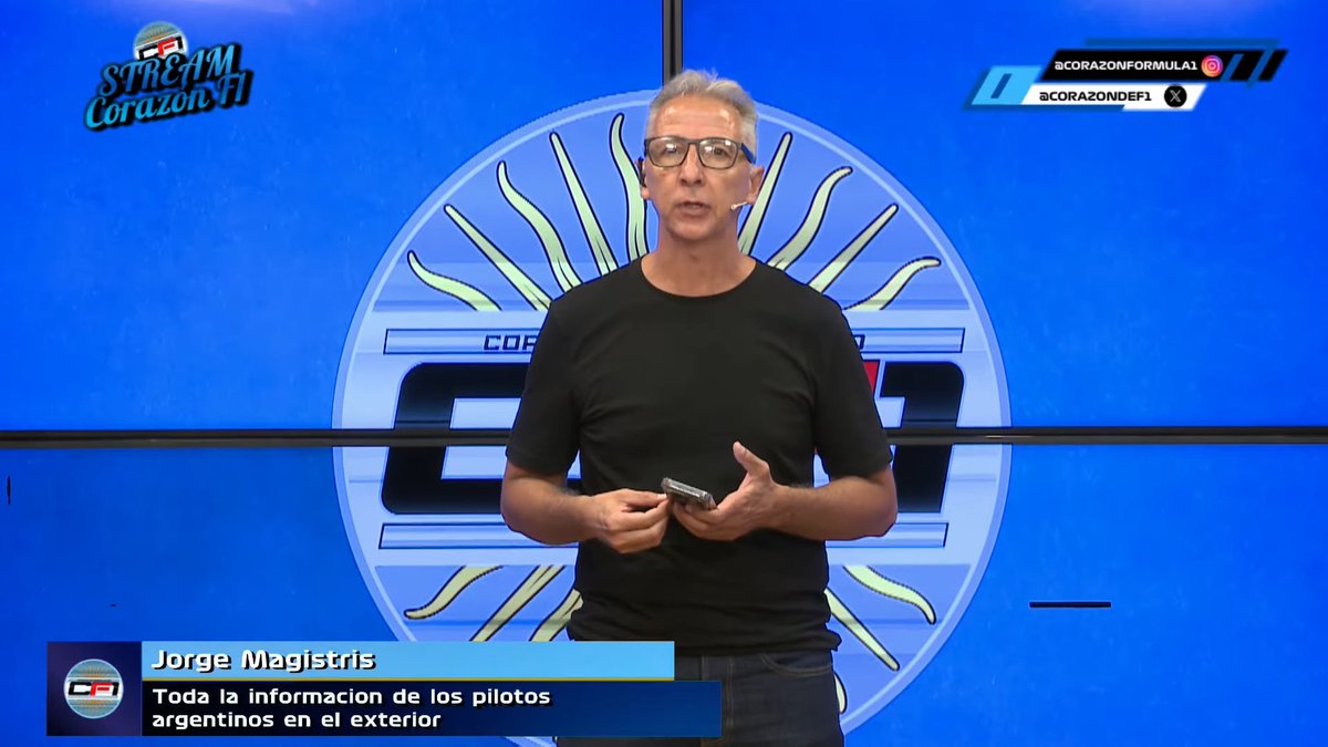 Corazondef1's tweet image. ¡Comenzó un nuevo #CF1STREAMING con la conducción de @JorgeMagistris !

📲Súmate al vivo youtube.com/watch?v=xn_T2s…