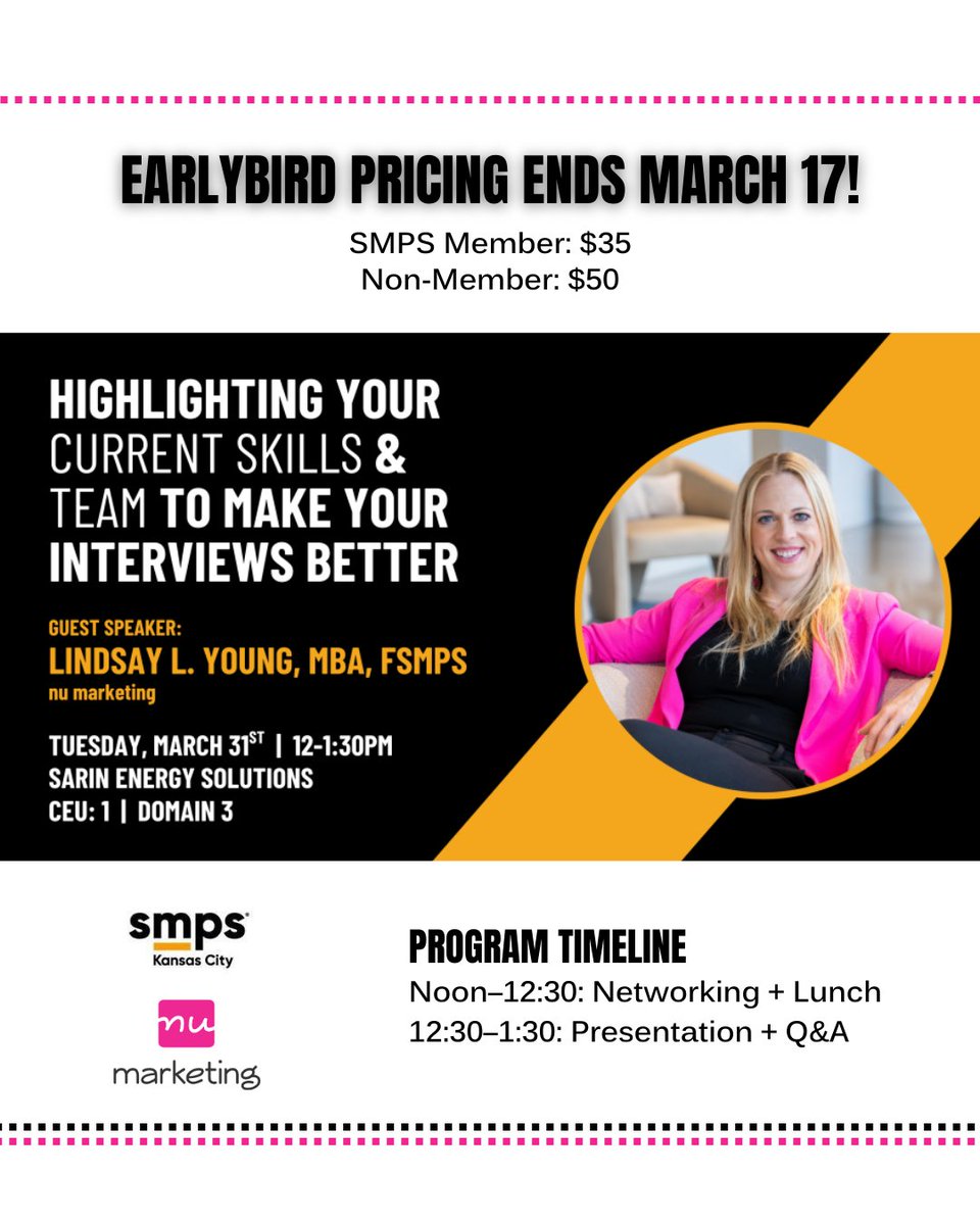 numarketingllc's tweet photo. Sign up for:

1. Setting your firm apart from the competition.

2. How to engage and connect with the audience during a project interview.

3. Diminishing the fear of public speaking.

4. Effective use of visualizations and handouts

https://t.co/JljUgAIPtA https://t.co/oSpJagUWUj