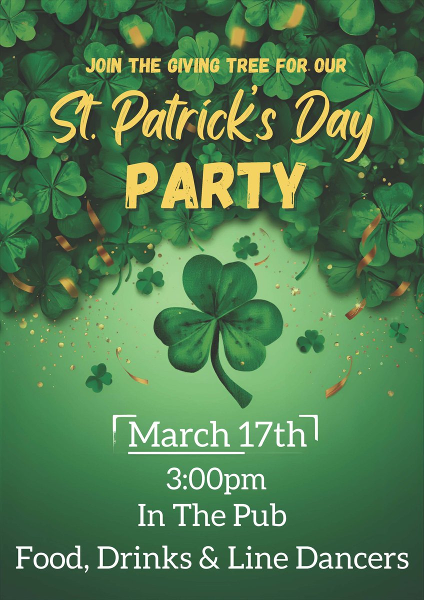 givingtreeSL's tweet photo. Join us for an afternoon of fun, food, and festive cheer!

We’re celebrating St. Patrick’s Day with great company, delicious treats, and lively entertainment.

Don't miss out! https://t.co/bWsEY8kTpV