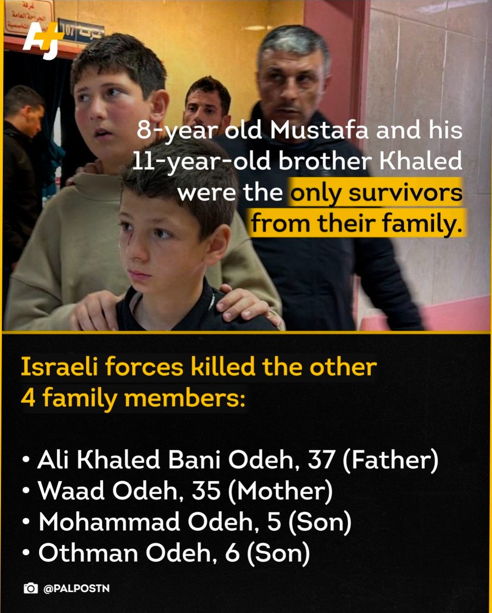 “I asked the Israeli soldier, 'Do you love your father and mother?' He replied, “Yes.”  So I asked him, “Then why are you killing my father and mother?” So he punched me in the face.” - 11 year old, Khaled Ali Bani Odeh.