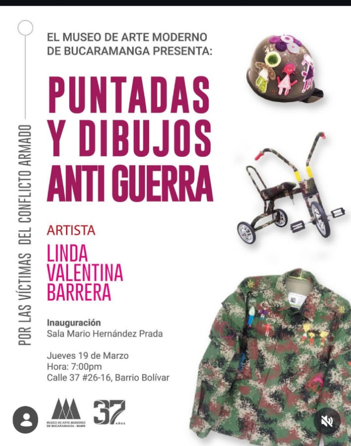 valenbarr's tweet photo. Este jueves inauguro en el Museo de Arte Moderno de Bucaramanga la exposición
“Puntadas y Dibujos Antiguerra + Hilando Cuentos”.

📍 Museo de Arte Moderno de Bucaramanga – Sala Mario Hernández Prada
📅 Jueves 19 de marzo
🕖 7:00 pm

Linda Valentina Barrera

#artecolombiano https://t.co/3rJsE0HdKZ