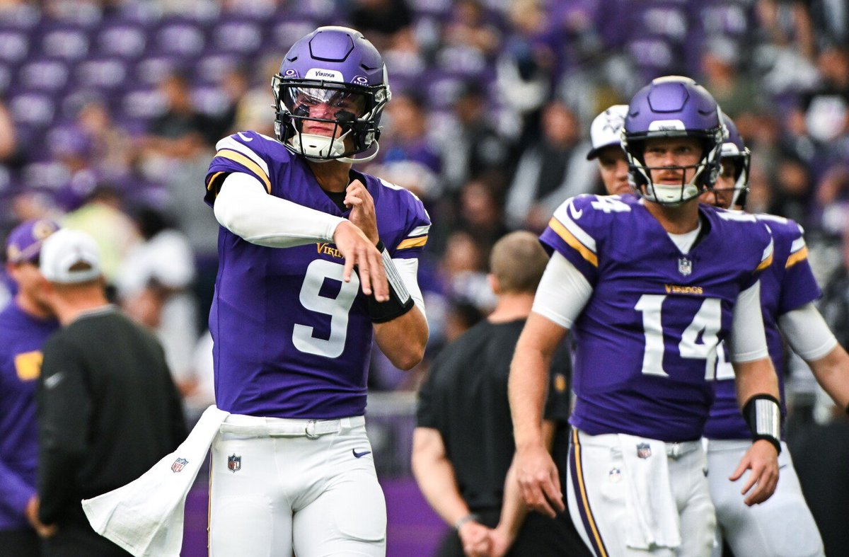 TPPSkol's tweet photo. The Vikings initial plan in 2025 was to bring back Sam Darnold or Daniel Jones to compete with J.J. McCarthy, per @AlbertBreer.

Breer continued saying that the Vikings decided to move in a different direction at QB when they were 4-8 last season and Kyler Murray identified as one of top candidates 👀

"Meanwhile, the Vikings were 4–8, and J.J. McCarthy’s growing pains had led to discussions about Minnesota’s next steps at QB—with a reclamation project, like the one the team undertook with Sam Darnold in 2025, a logical option for 2026. That would essentially run back the initial plan for 2025, which was to bring back Darnold or Daniel Jones to compete with McCarthy, before those guys found greener pastures. Murray was one of a handful of guys Minnesota dove into and studied."

(Via: @sinow)