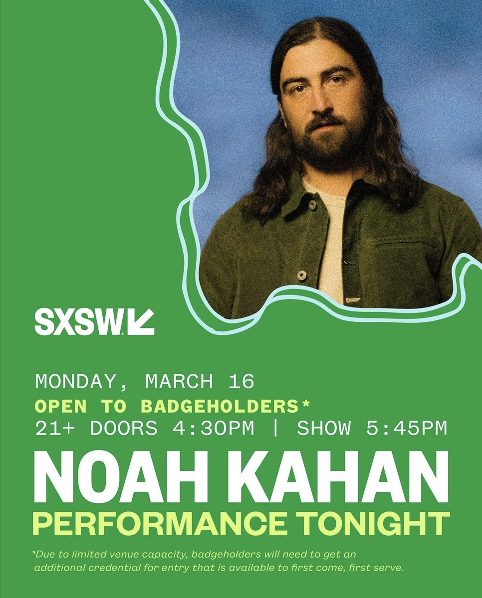 partywithdirty's tweet image. ‼️ NOAH KAHAN x #SXSW

Words directly from SXSW on entry/pickup:

“Announcing a special music performance by for the #SXSW2026 Music Festival, in celebration of his upcoming Netflix documentary Noah Kahan: Out of Body. Any badgeholder can pick up a special event credential