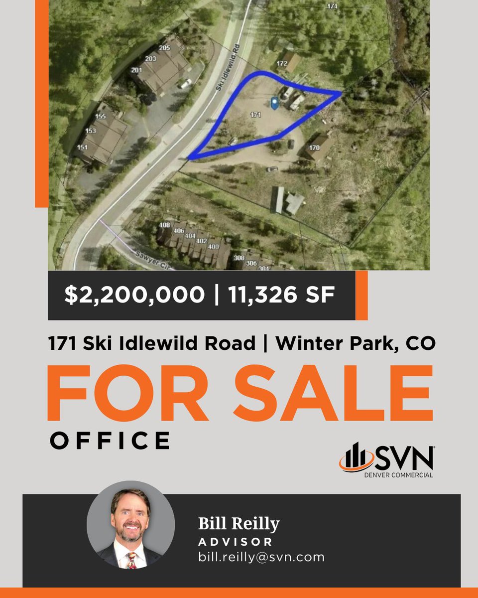Prime multifamily site in Winter Park, CO. 
11,326 SF with DC zoning allowing up to five stories, ideal for an 8-plex near downtown and Winter Park Resort.

Contact Bill Reilly: zurl.co/EDwjM

#LandDevelopment #cre #Land #Multifamily #WinterPark #SVN