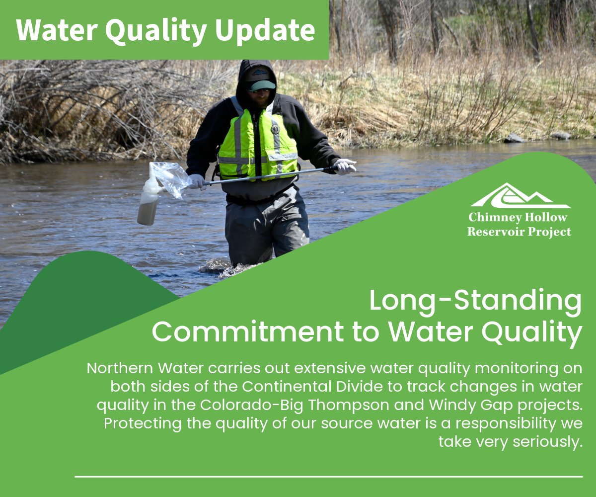 ChimneyHollow's tweet photo. Northern Water carries out extensive water quality monitoring on both sides of the Continental Divide to track changes in water quality in the Colorado-Big Thompson and Windy Gap projects. Protecting the quality of our source water is a responsibility we take very seriously. https://t.co/y10PkiudaD