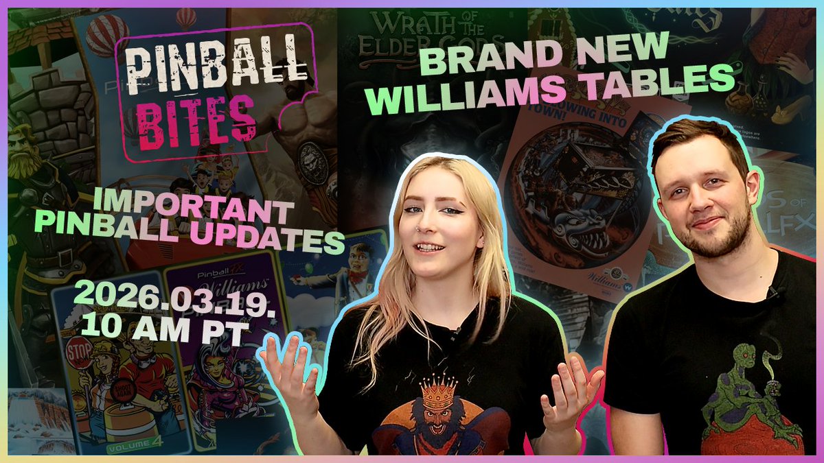 zen_studios's tweet photo. A new Pinball Bites episode premieres on Thursday at 10 AM PT / 6 PM GMT!

You asked for Williams tables... and we're here to deliver!

📺 Watch here: https://t.co/28JmeESxJI

#PinballBites #ZenStudios https://t.co/qkuJE9KHDZ