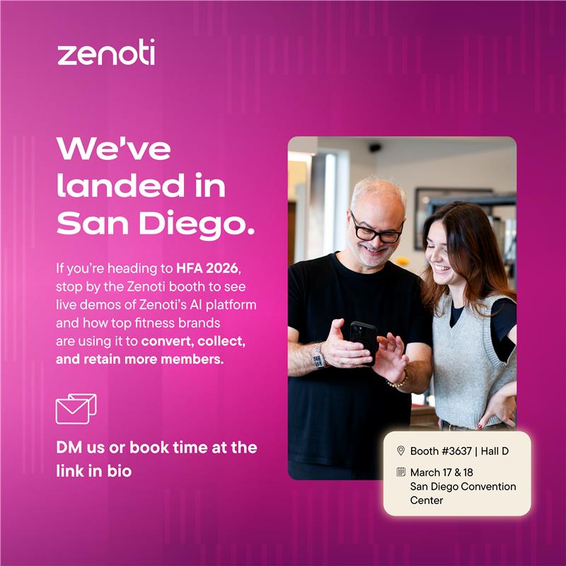 gozenoti's tweet photo. San Diego, we've landed. 🛬

At #HFA2026 and want to see AI in action for your fitness business? Come find us or book a time 👇
🔗 https://t.co/3ZEY8n0EJa
HASHTAGS
#ZenotiatHFA #GrowWithZenoti #FitnessBusiness https://t.co/elcrdno16R