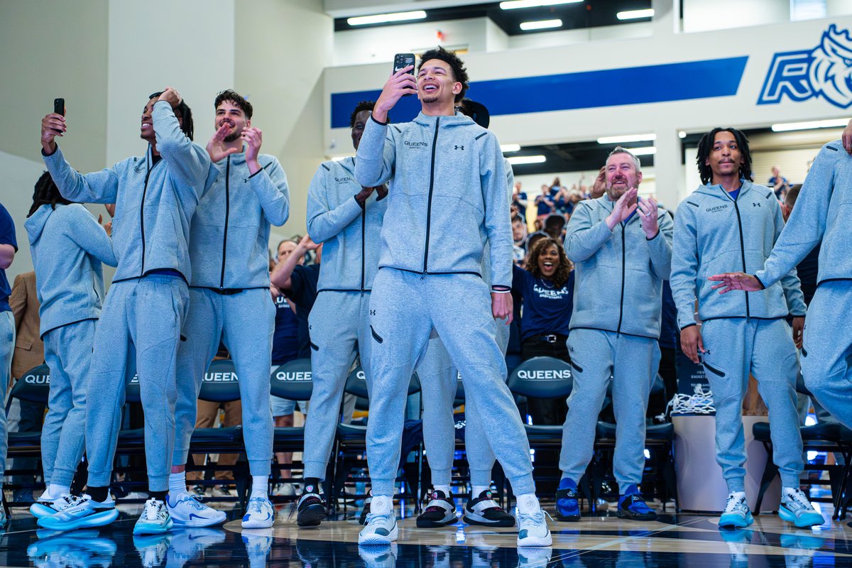 queensMBB's tweet photo. Huge shoutout to Royals Nation and the Charlotte community for showing out on Selection Sunday 💙👑

#RoyalsRise | #QUeenCity | #CMA | #WinToday | #PTB https://t.co/aETEbcsv7r