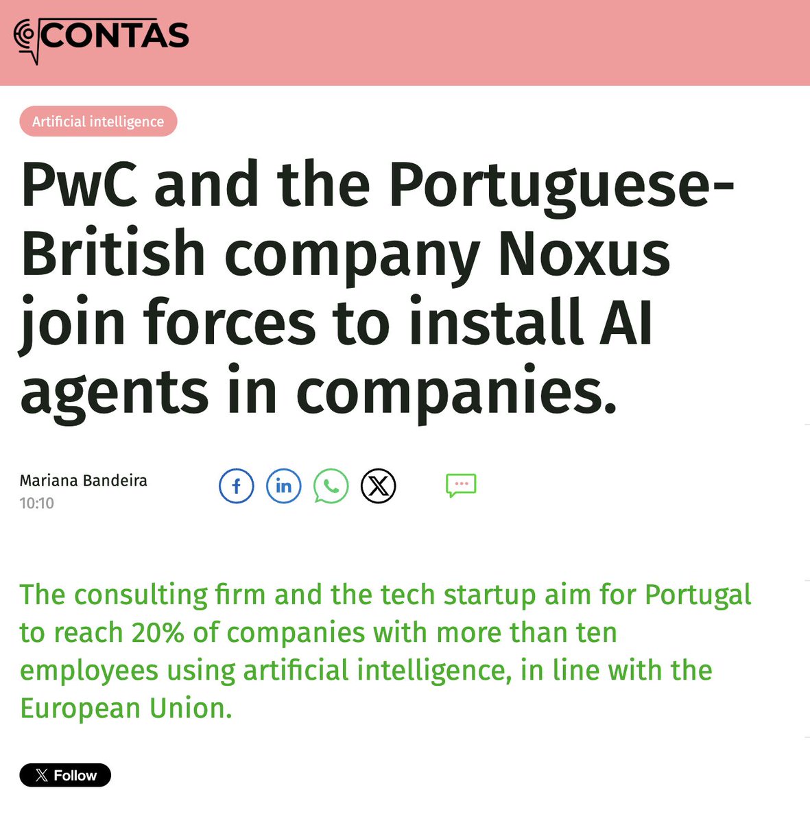 Big news from P2S portfolio startup Noxus 🚀

Noxus starts working with Santander to deploy AI co-workers across enterprise processes, and partners up with PwC to help companies move from AI experiments to production with auditability and human control. 

Congrats to the team!