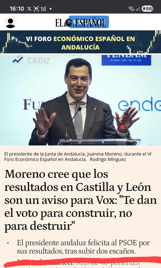 ElenaRamallo3's tweet photo. El presidente de la Junta de Andalucía del PP reprende a VOX y felicita al PSOE.
No hay mucho más que decir. https://t.co/J5LzGUFSxC