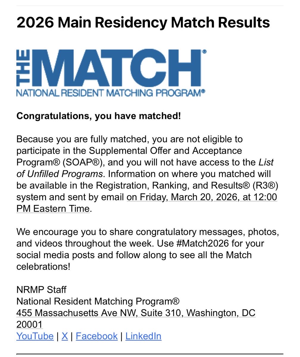 MuneraTavo's tweet photo. Thats a Match 

The last few years tested me in every possible way: ups, downs, and many steps back. But today I can finally say… I made it
#Match2026 https://t.co/CrwM5ZuUFB