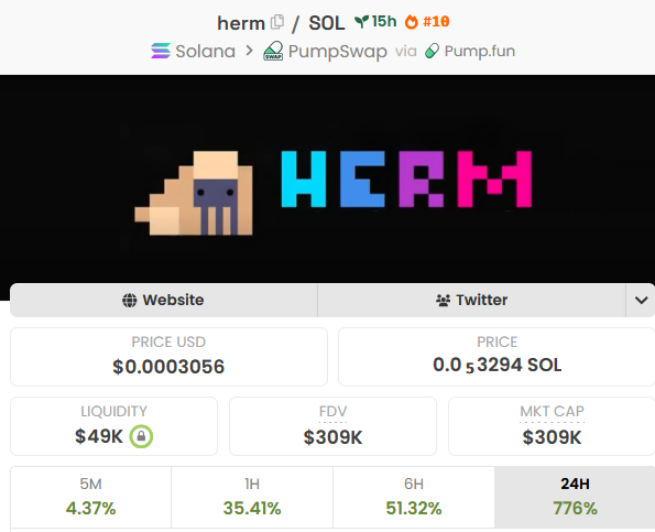 deg_ape's tweet photo. whats the alpha about $herm 👀

its flashing frequently on my TL 

another AI wrapper? 

or this actually is a tek we need??? https://t.co/D3yhh8vD4Y