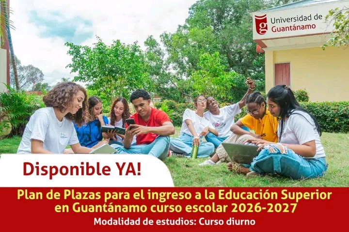 FeuUG2's tweet photo. ¡Atención estudiantes !
Pronto se publicará el plan de plazas para el ingreso a la Educación Superior en #Guantánamo curso escolar 2026-2027
Alerta 🚨 https://t.co/LFJMkv7RrT