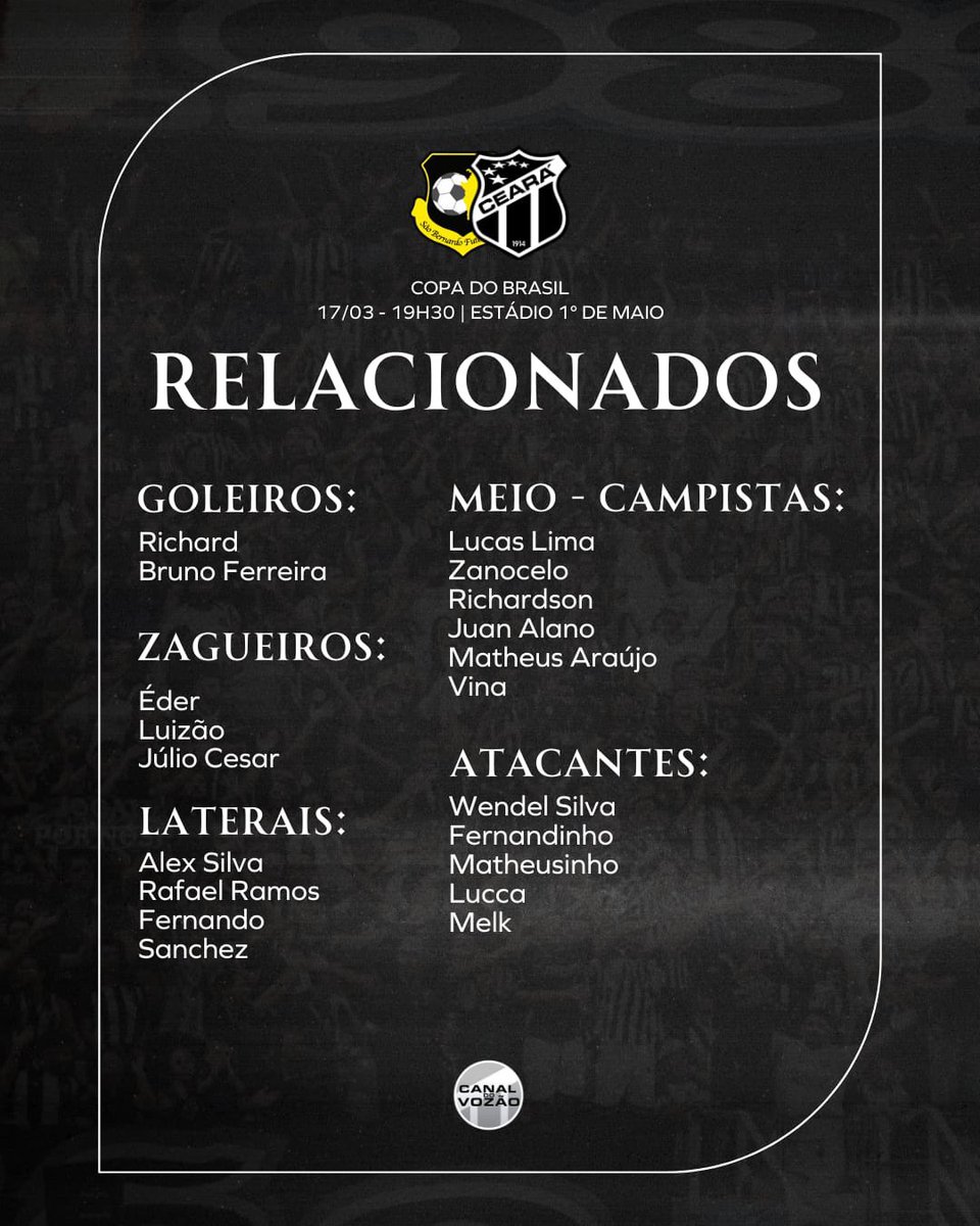 Jogadores do Ceará que embarcaram para o duelo contra o São Bernardo.