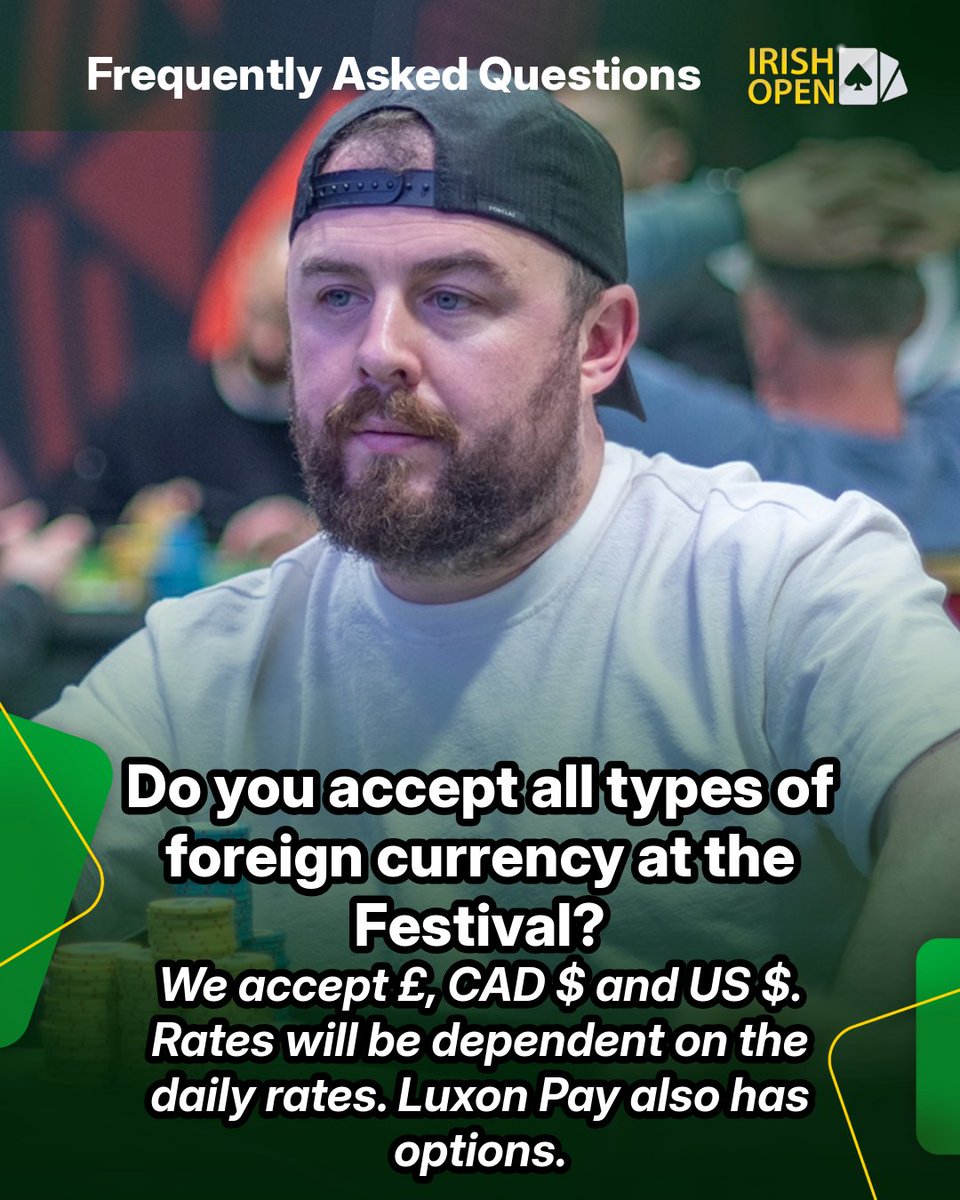 Irish_PokerOpen's tweet image. We have gathered the most frequest asked questions for you. In case you have any other question, please do let us know in the comments!

18+ | Play Responsibly

See you in Dublin! 

#Poker #Service #Dublin #RDS