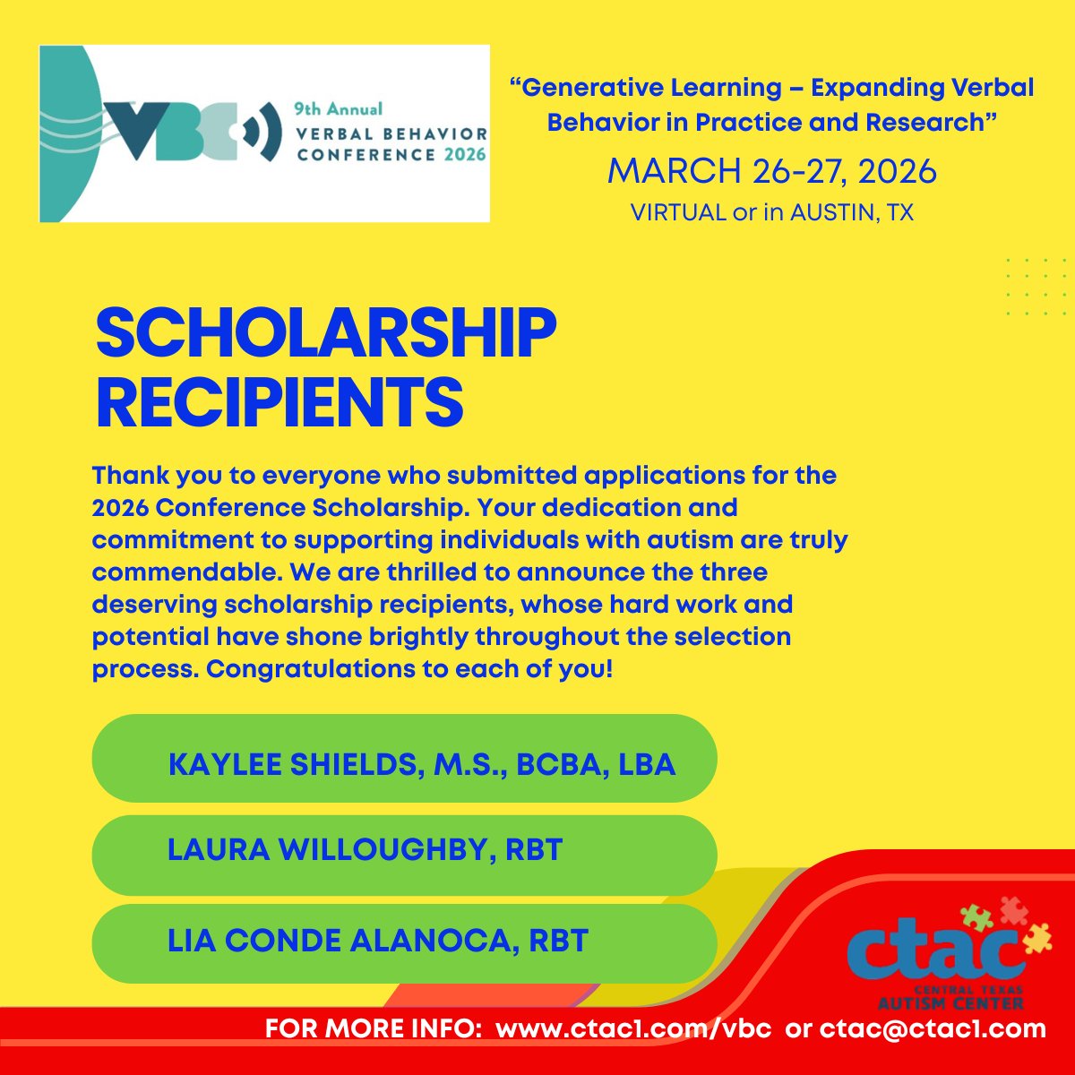 VBC 2026 SCHOLARSHIPS HAVE BEEN AWARDED! Thand you to everyone that applied. behaviorlive.com/conferences/vb…