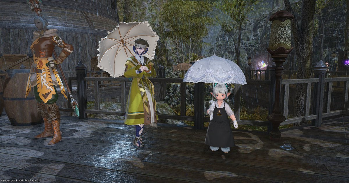 aoiffxiv's tweet photo. ☀青天市なのに雨の降る率の高さは安定です☔
迷子さんがいた時には店主＆運営スタッフが連携して対応しています🚶

#Lien　お洒落コーデ４種
初出店おめでとうございます㊗️
ユザイベ楽しんでいただけたかなぁ( ' - '*)

#FeelFreeShop いつも出店ありがとう♪

#青天市 📷Photo by #FF14CCC #FF14 https://t.co/ue0msu2BBR